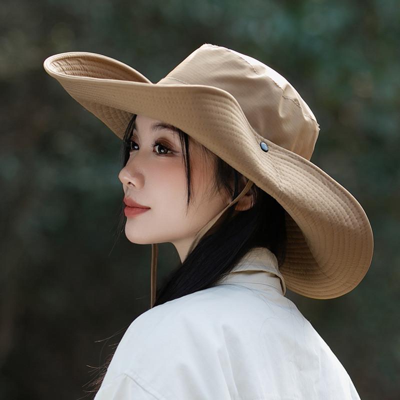 Summer Quick Dry Wide Brim Fisherman Hat With Sun Protection For Outdoor Hiking Camping