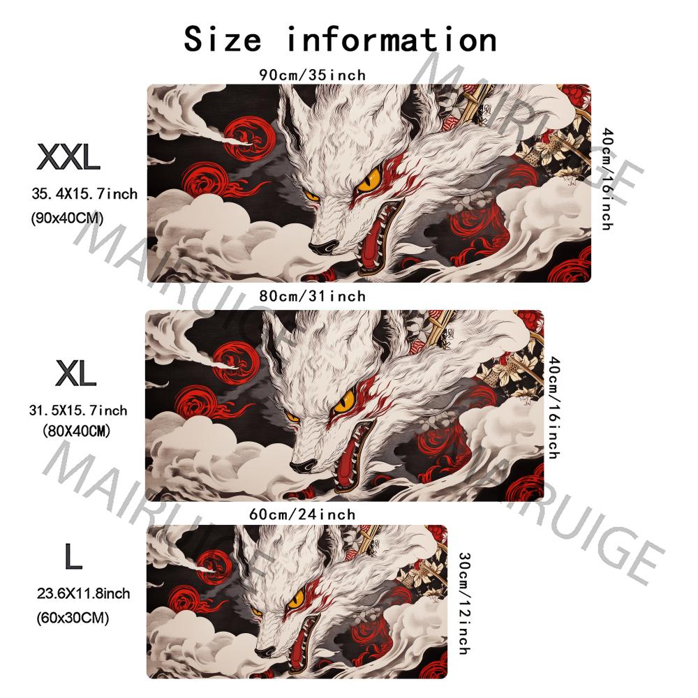 Cool Wolf Design Mouse Pad Large Computer Office Game Table Mat XXL Rubber Anti-slip Stitched Edges Keyboard Mats Long Desk Pads