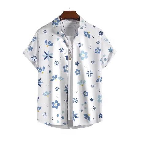 Simple Men's Shirt 3D Floral Print Hawaiian Shirt Men's Daily Casual Short Sleeve Shirt Loose Plus