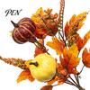 Artificial Fall Bouquet with Fabric Pumpkins Maple Leaves Wheat Berries, Fake Flowers And Autumn Home Decor for Thanksgiving Centerpieces, Seasonal