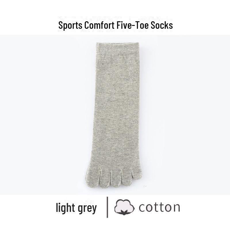 Men's Winter Mid-Tube Five-Toe Sports Socks - 80% Cotton, Deodorant