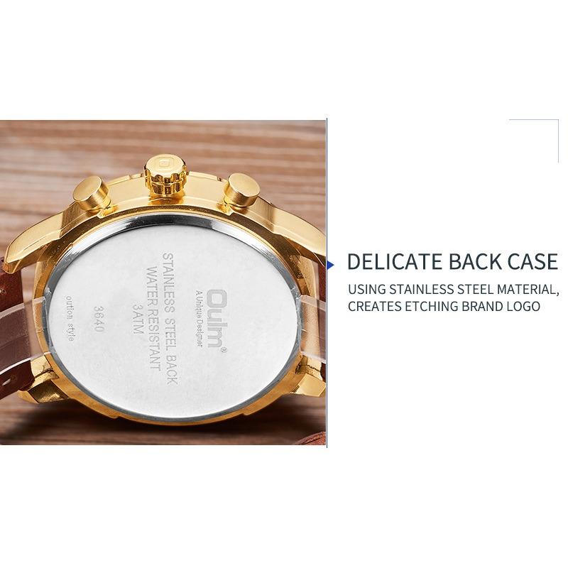 Oulm Men's Watch Quartz Watch Genuine Leather Watch Personalized Calendar Men's Watch