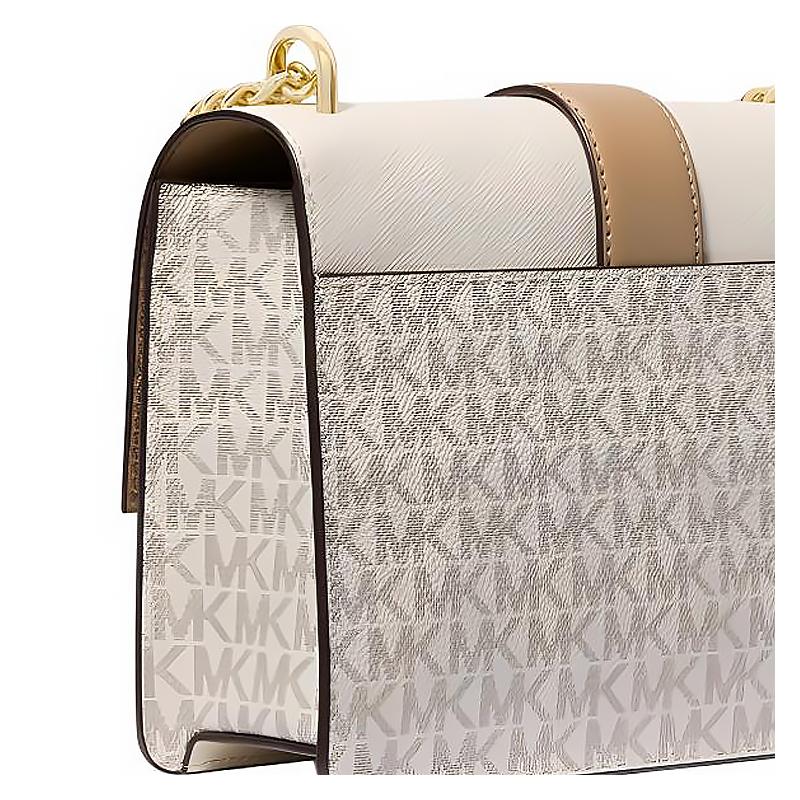 Michael Kors Greenwich Logo Printed Logo Leather Shoulder Crossbody Bag Small Women's Vanilla White