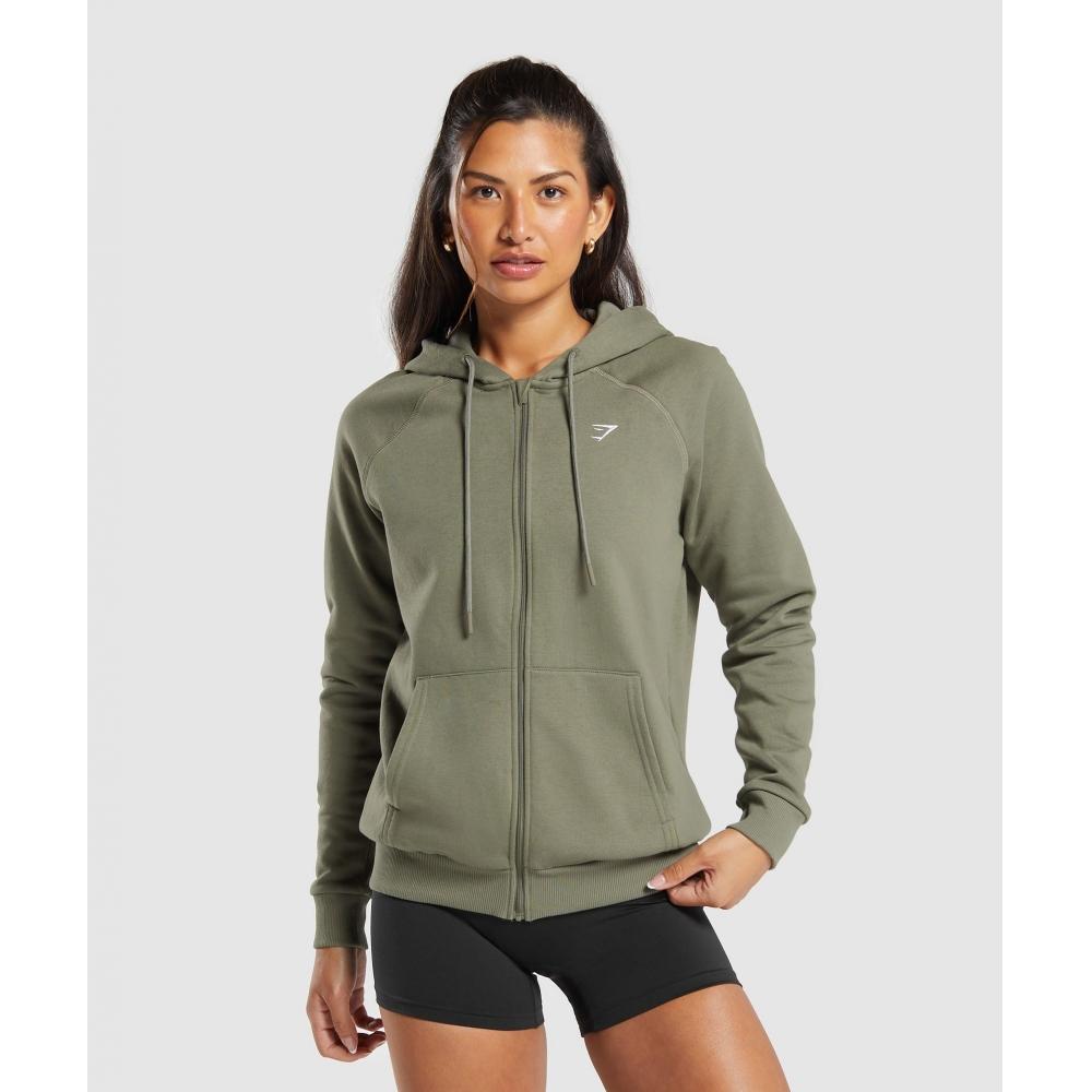 

GYMSHARK Training Fleece Zip Hoodie Base Green B7A7V ECH1 XS