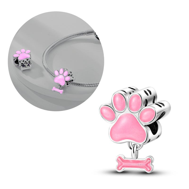 Copper Pet Dog Charms Schnauzer French Bulldog Puppy Paw Beads Fit Original Pendant For Women Bracelet Diy Jewelry