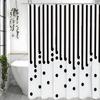 Black Line Dot Shower Curtain, Bathroom Decorative Shower Curtain, Waterproof Shower Curtain with Hooks
