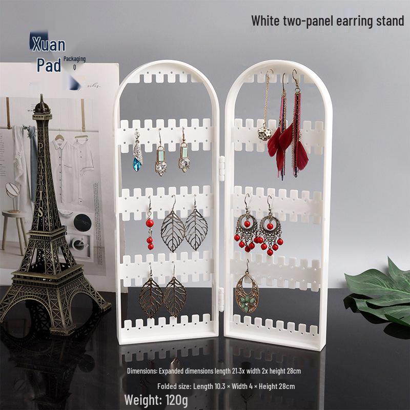 Four-Panel Folding Earring & Necklace Holder with Multi-Hole Display