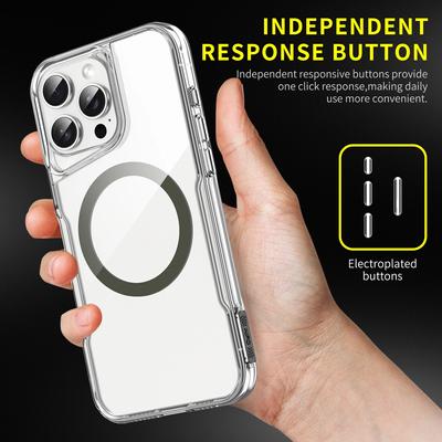 Průhledný nárazuvzdorný akrylový Magsafe kryt pro IPhone 16 Pro Max 15 14 13 Plus Ochrana kamery Magnetický nárazuvzdorný průhledný kryt
