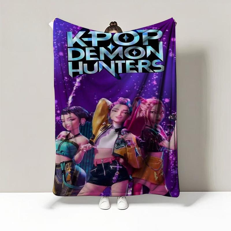 K-Pop Demon Anime Hunter Nap Blanket Blanket Flannel Sofa Cover Blanket Home Travel Camping Sofa Picnic Naptime Blanket