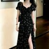 Huge good-looking, beautiful, especially beautiful, small skirt, summer new French floral chiffon dress, long dress.
