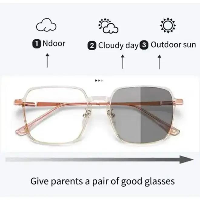 Photochrome Anti-Strahlungsbrille für Damen Herren Sonnenbrille Brille Eckige Fassung Schatten Computer Anti Blaulicht Brille