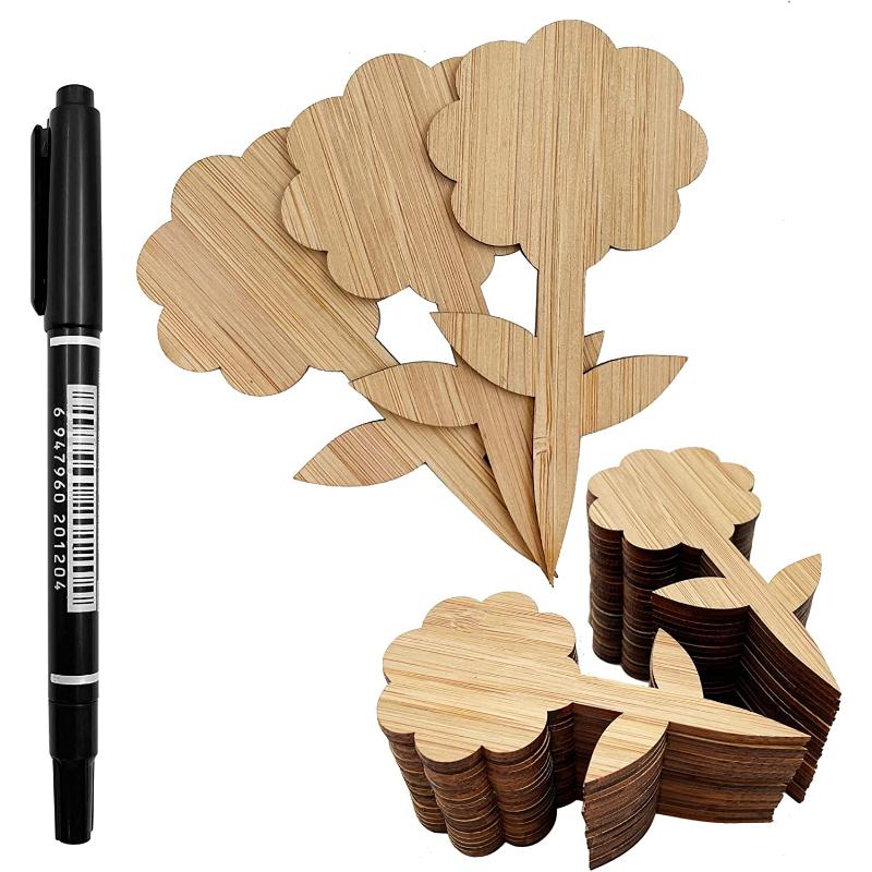 

50 шт. этикетки для бамбуковых растений, садовые бирки с маркером для цветов, суккулентов, декоративных цветов, вывеска для растений, садовые маркеры Flower-50pcs