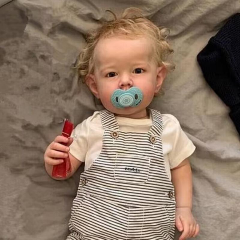 Huge Size 70cm Lifelike Reborn Baby Doll Liam Exquisite 3D Color Painted Alive Newborn Doll Soft Touch Cotton Body Rebirth Doll with Rooted Curly Hair