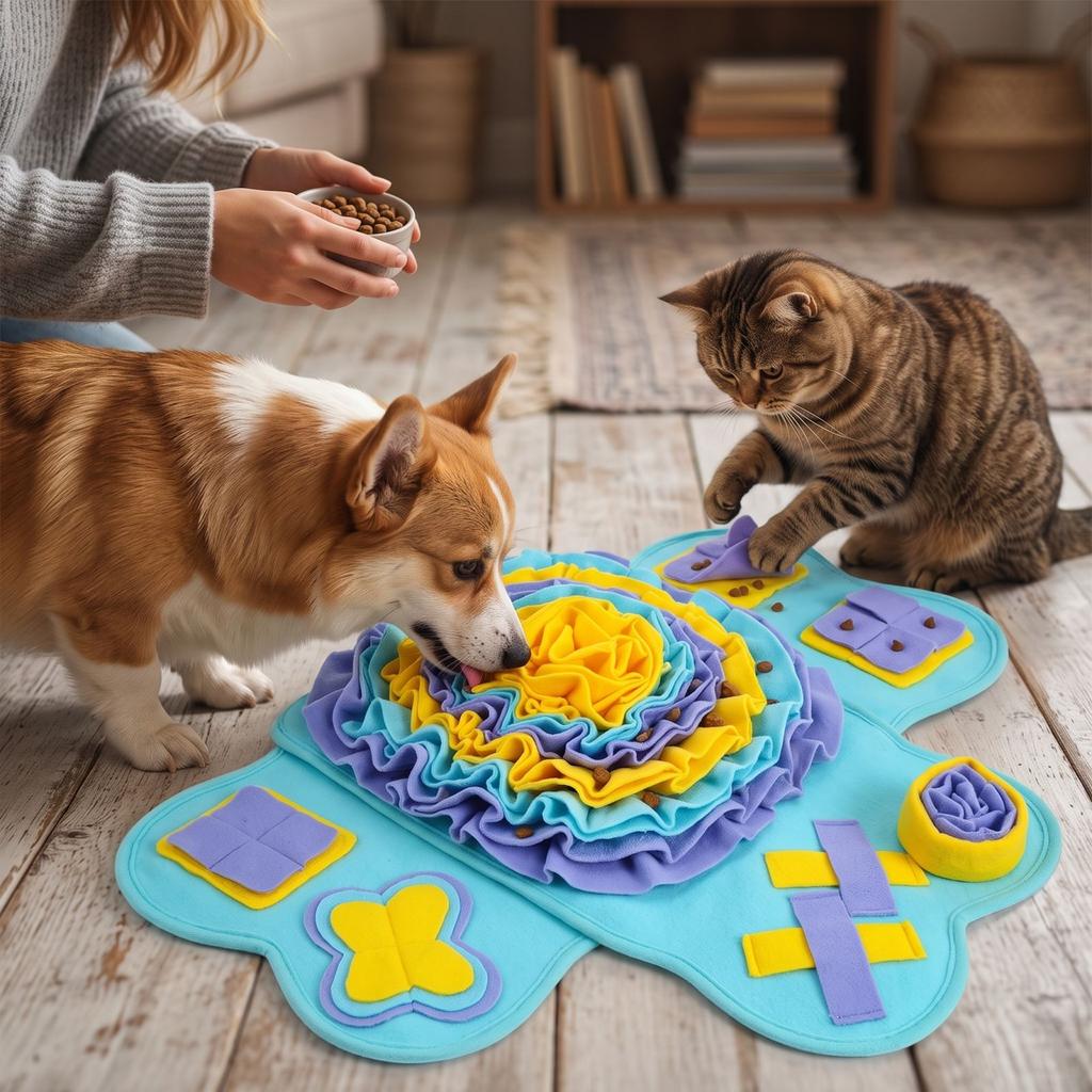 Pet Snuffle, Interactive Slow Feeder for Dogs Cats, Boredom Puzzle Toy, Green, 7333 cm