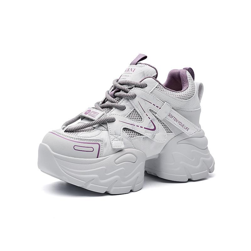 Spring new mesh breathable thick-soled dad shoes women's super fire fashion versatile color matching casual sports shoes