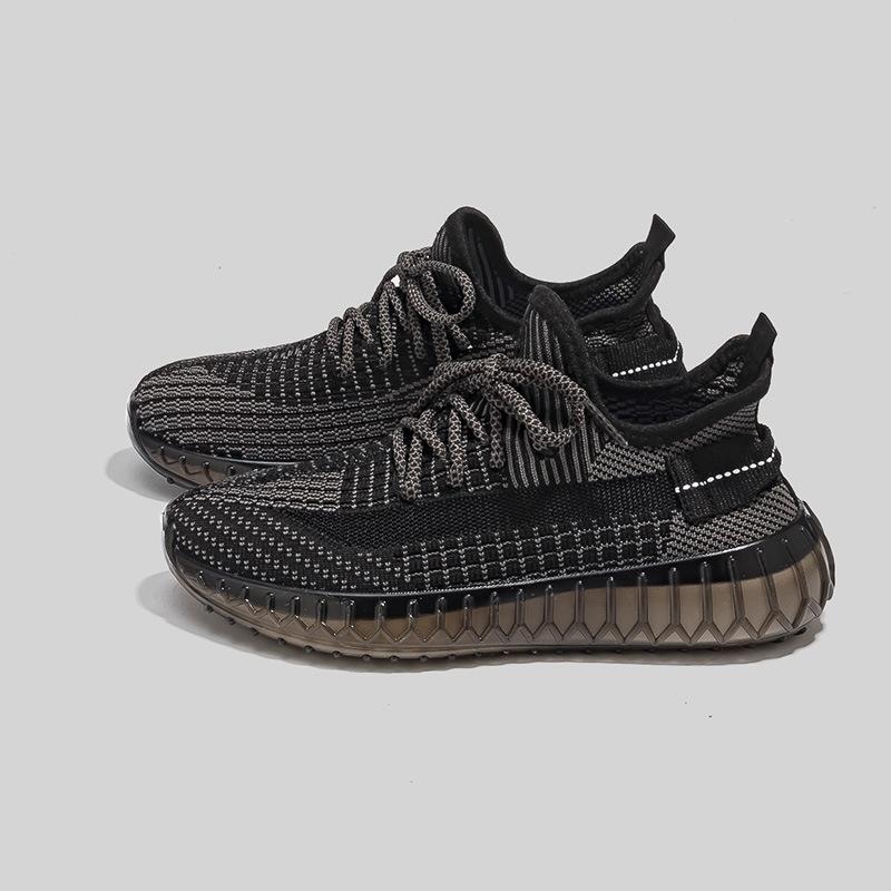 Popcorn versatile fly-woven sneakers men's breathable soft-soled running shoes 2025 spring and summer couple coconut shoes