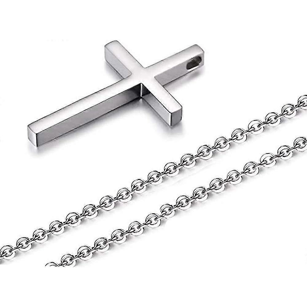 Simple Stainless Steel Cross Pendant Necklace For Men Women