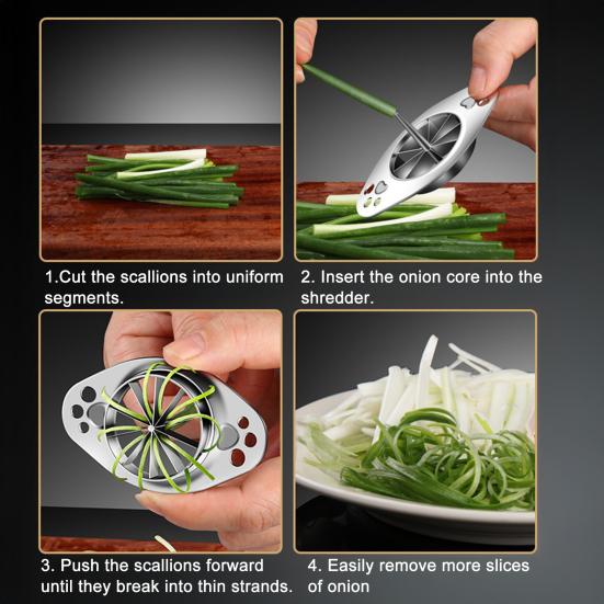 Scallion Cutting Tool 304 Stainless Steel Green Onion Slicer Easy Operation Multi-functional Vegetable Cutter for Celery Peppers Dishwasher Safe