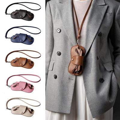 Pochette pour Lunettes de Soleil Couleur Unie Cuir PU Porte-Lunettes à Suspendre Accessoires pour Lunettes