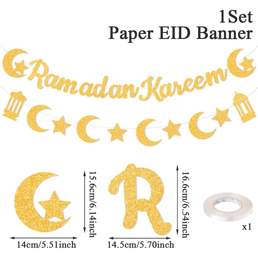 Eid Mubarak Ramadan Kareem Banner Pull The Flag Eid Ramadan Decor For Home 2025 Ramadan Muslim Islamic Party Decor Supplies