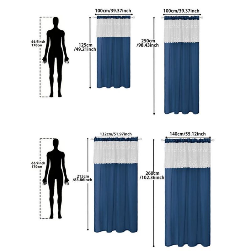 2pcs Sheer Lace Curtains with Pleated Ruffles Gauze Curtain