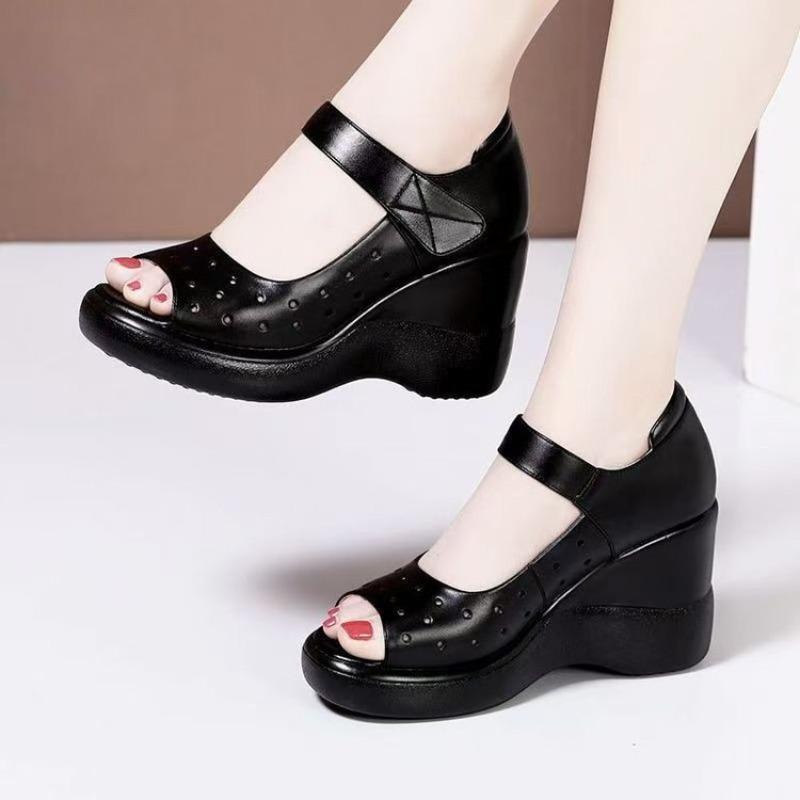 Soft-soled Wedge Heels for Women, New Style Platform Sandals with Open Toe, Perforated Shoes