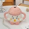Fun clown ceramic cup cute cute children's mug with lid with straw creative water cup couple cup