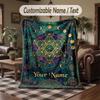 Mandala Theme Throw Blanket Custom Name Text Personalized Blanket Soft Cozy Blanket for Home Sofa Bed