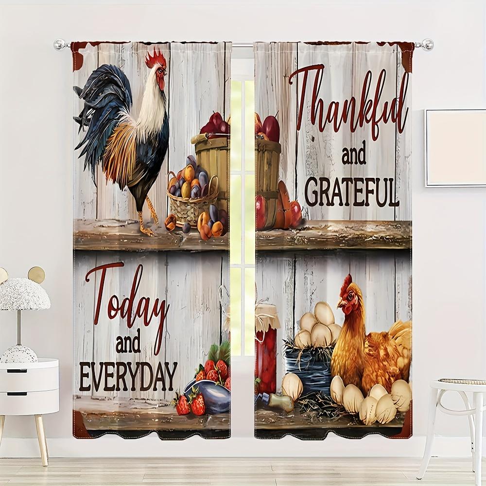 2 szt. Farma Słodki Pies Kot Mały Kogut Kura Nadruk Zasłona Drukowana Cyfrowo Poliestrowa Zasłona do Salonu Kuchni Sypialni Jadalni