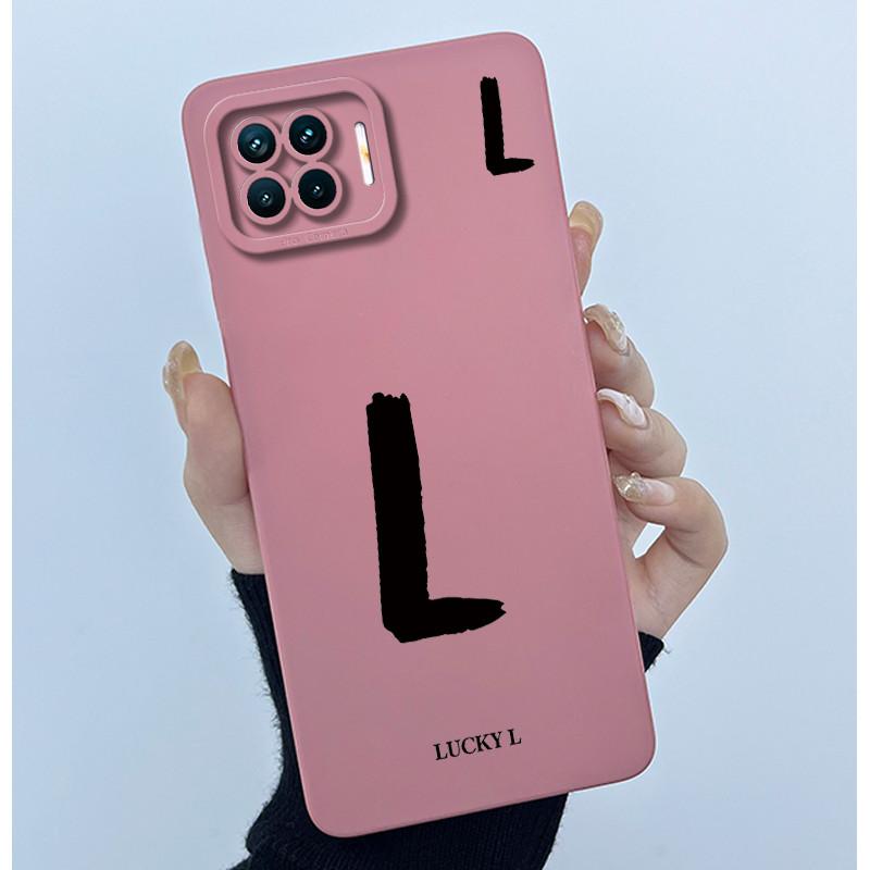 For OPPO F17 Oppo F17 Pro Case Oppo A73 A93 Reno 4F Back Cover TPU Silicon Lucky Initial Letter Couples Phone Bumper Soft Case