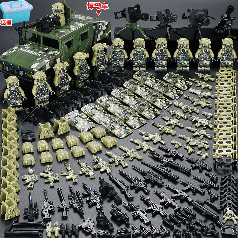 Compatible Minifigures Military Special Forces Police Boys Assemble Minifigures Soldiers Children's Educational Toys Puzzles