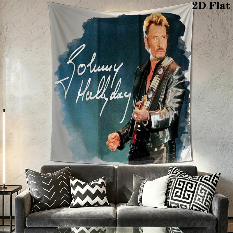 Johnny Hallyday Legend Music Tapestry Background Cloth Fashion Print Homestay Soft Decoration Tapestry Soft Wall Decoration