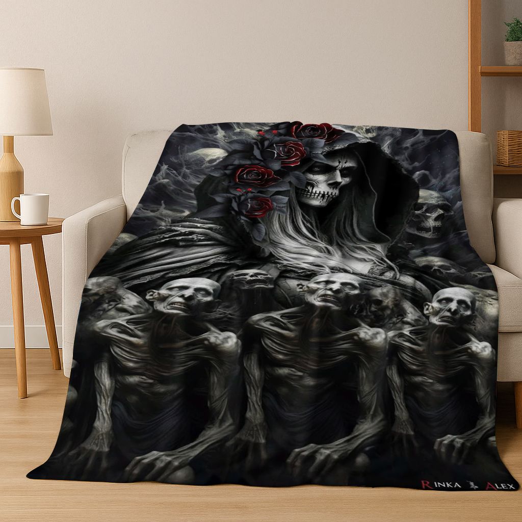 26 Style Terrifying Ghost Spirit Apparition Specter Gothic Flannel Blanket,Cozy Soft Throw Blanket for Home Bedroom Bed Sofa