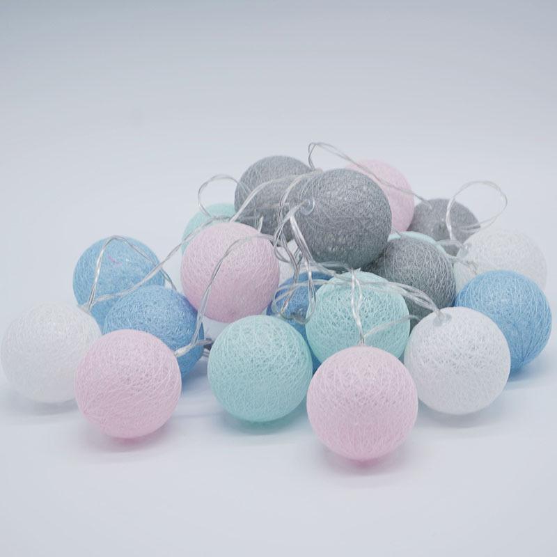 Cotton Ball Light String Macaron Color 3 Meters 20 lights-USB Type