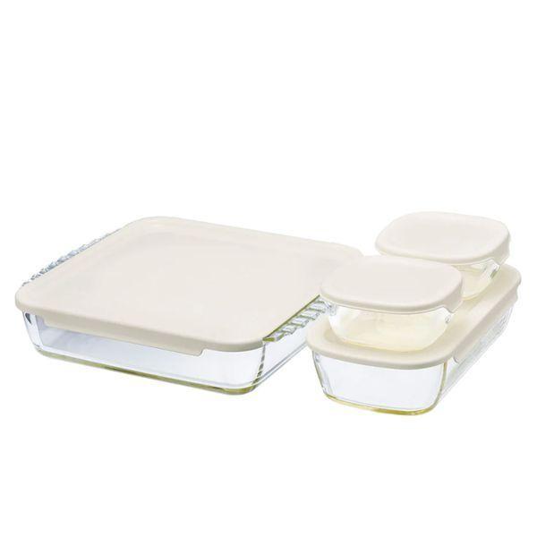 

Japan HARIO HeatResistant Glass Container Square Set of 4