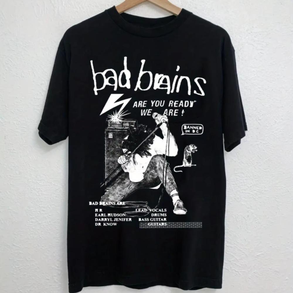 Bad Brains Band Graphic Tee Cotton Soft Comfortable Black Short Sleeve Shirt with Concert Dates Soft Comfortable Tee 4XL