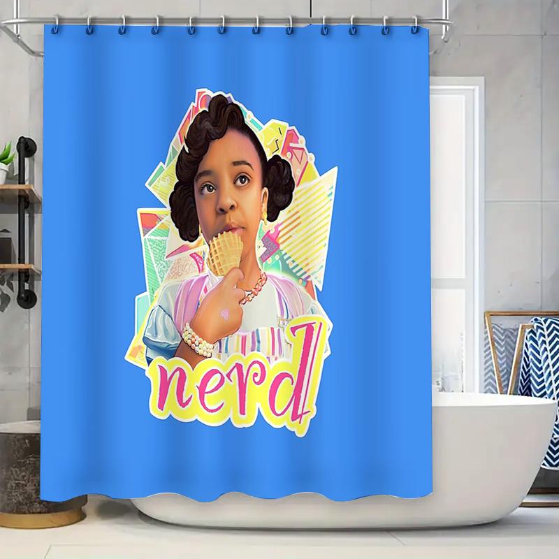 

Cute Girl Bathroom Shower Curtain Modern Abstract Art Washable Decor Home Textile Fabric Waterproof Wall Hanging W60H190(CM)-1 Pcs