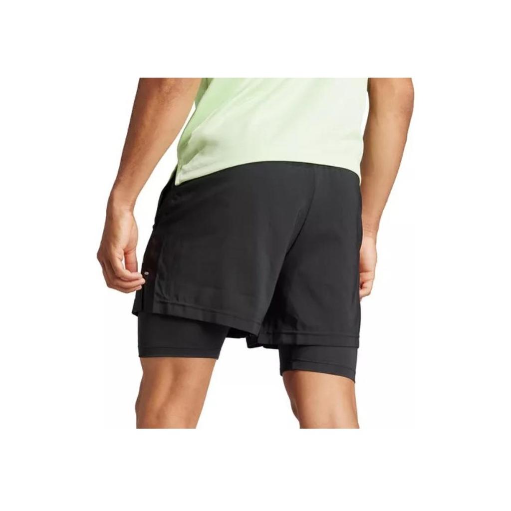 Adidas Logo Print Elastic Two-In-One Loose Straight Sports Shorts Men Shorts Black IR8597