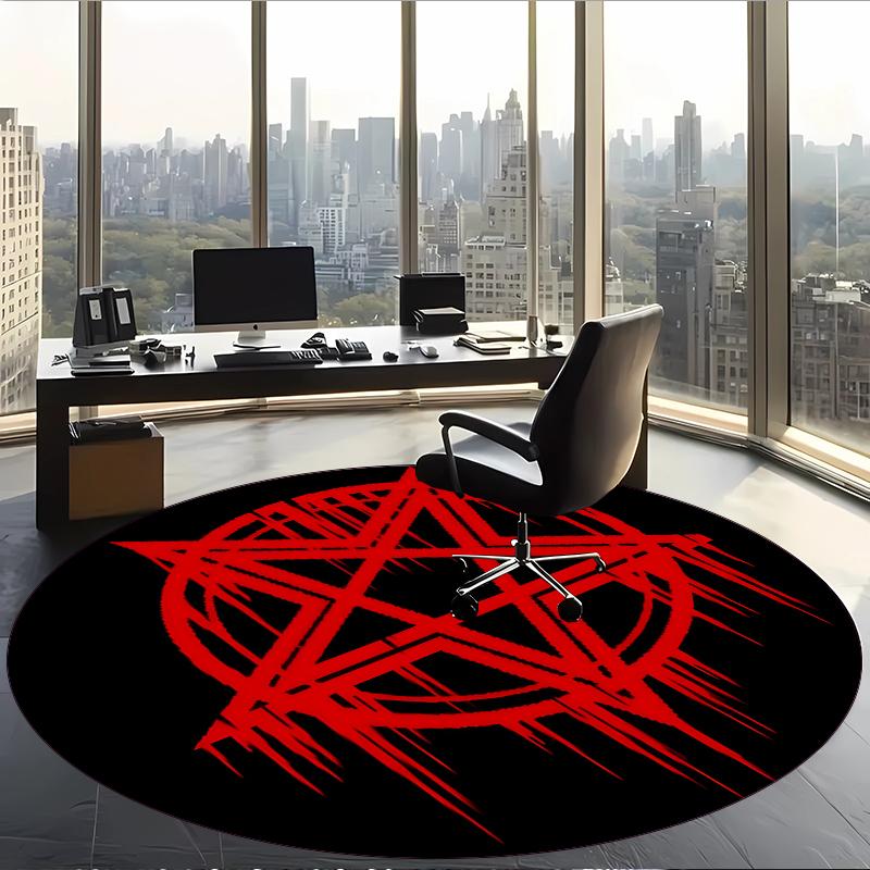 Satan Culture Horror Gothic (5) Round Office Rug Decorative Floor Rug for Office Bedroom Living Room and Home Space