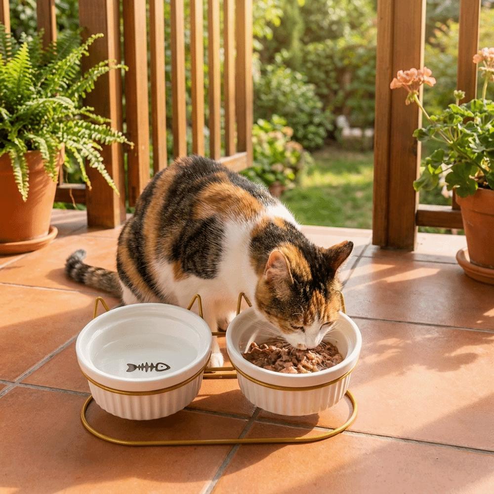 Prevent Tipping Ceramic Cat Bowls Non-Slip Cat Water Bowls Pet Feeding Dish Pet Feeding