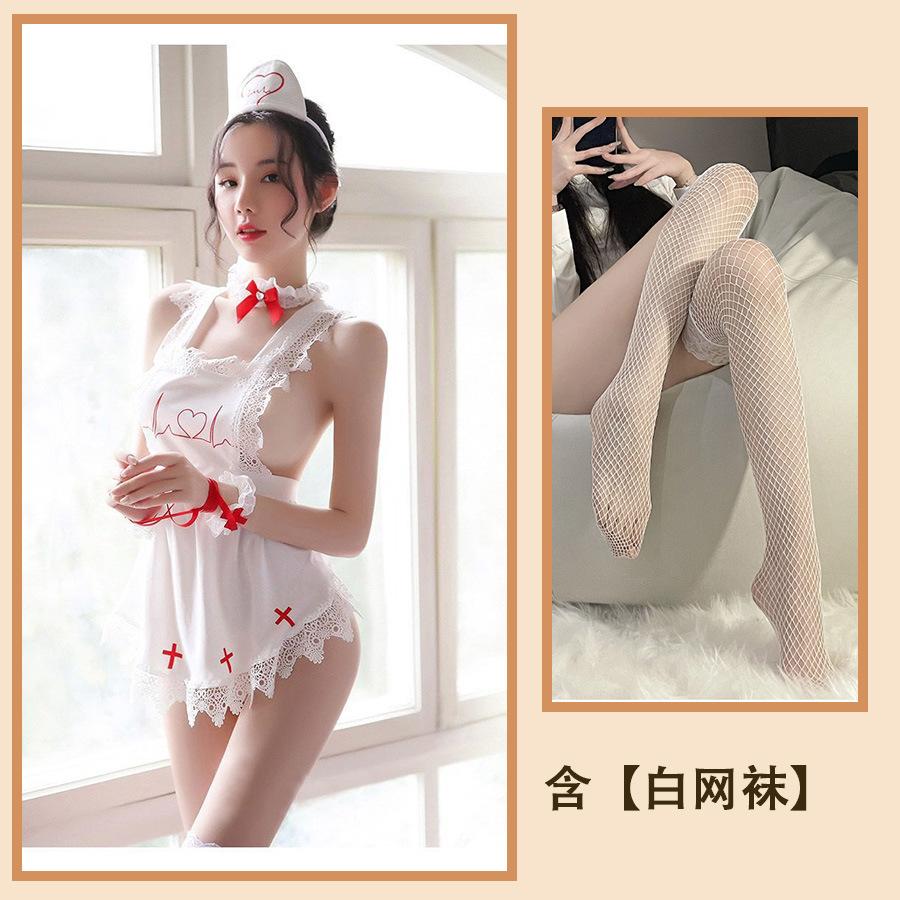 Sexy Lingerie Plus Size Sexy Nurse Uniform Seduction Passion Apron Lace Leak Back Seduction Love Nurse