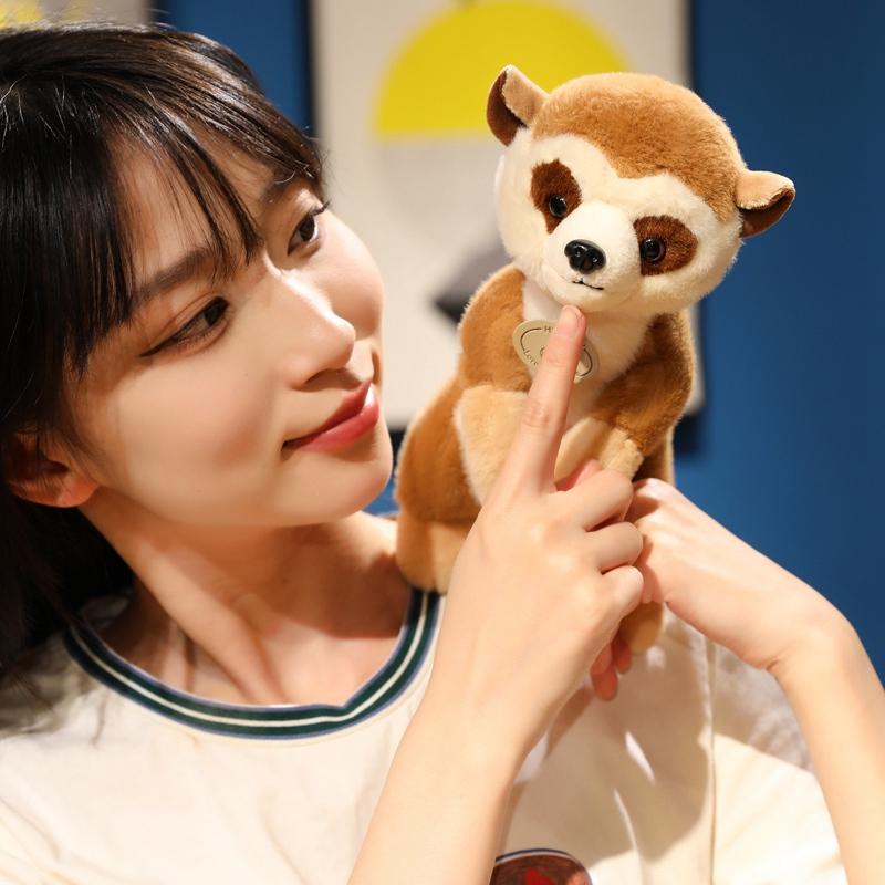 Lifelike Meerkat Plush Toy Soft Stuffed Wild Lemur Doll Cute Funny Anime Animal Desktop Pet for Kids Birthday Gift