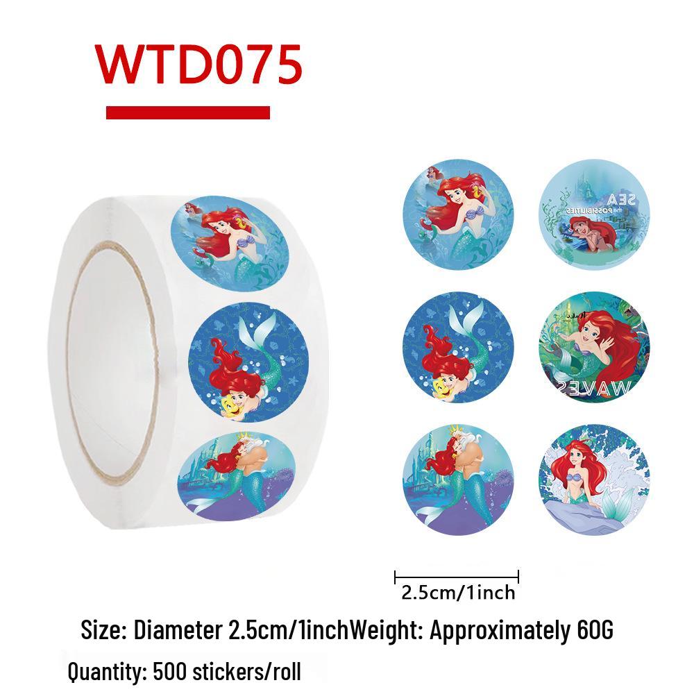 500 Mermaid Princess Curl Self-Adhesive Waterproof Stickers - Cartoon Character Seals