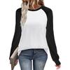 Women's Casual Color-Block Raglan Long Sleeve Top with Round Neck