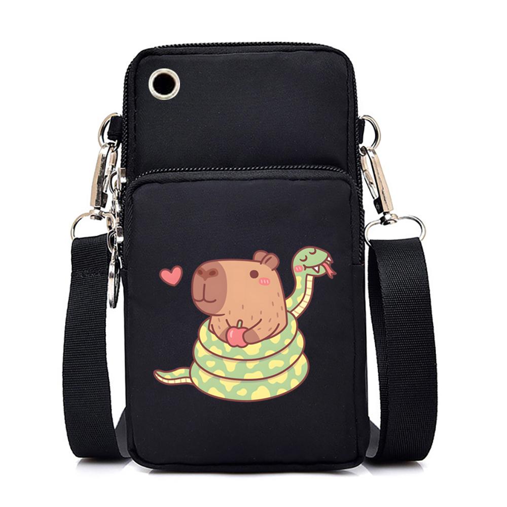 Cute Capybara Print Small Handbags Cartoon Women Crossbody Bags Harajuku Purse Shoulder Bag Teen Girls Mini Mobile Phone Bag