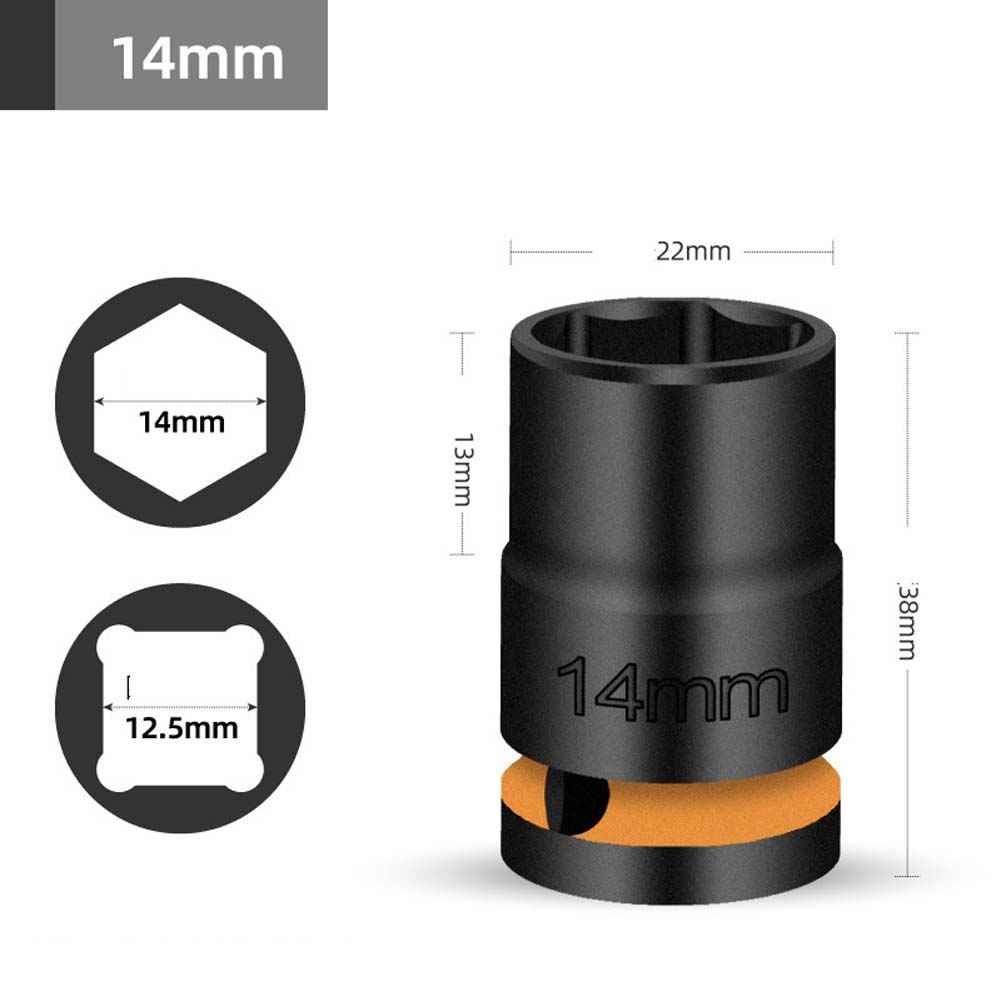 

Chromium Vanadium Alloy Steel 1/2 Inch Socket Short Sleeve Sockets 14mm