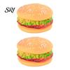 Pet Chew Toy Safe Material 2PCS Dog Squeaky Burger Shape Non-Toxic Vinyl Pets Durable Play for Teeth Cleaning and Active Puppy
