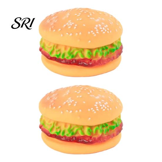 Pet Chew Toy Safe Material 2PCS Dog Squeaky Burger Shape Non-Toxic Vinyl Pets Durable Play for Teeth Cleaning and Active Puppy