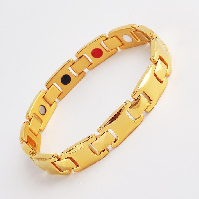 Classic Stainless Steel Magnet Bracelet Negative Ion Ochre Titanium Steel Rare Earth Magnetic Bracelet Does Not Fade
