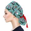 Scrub Cap With Buttons Print Bouffant Hat For Womens and Mens